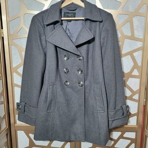 NWOT ANN TAYLOR Grey Wool Blend Pea Coat